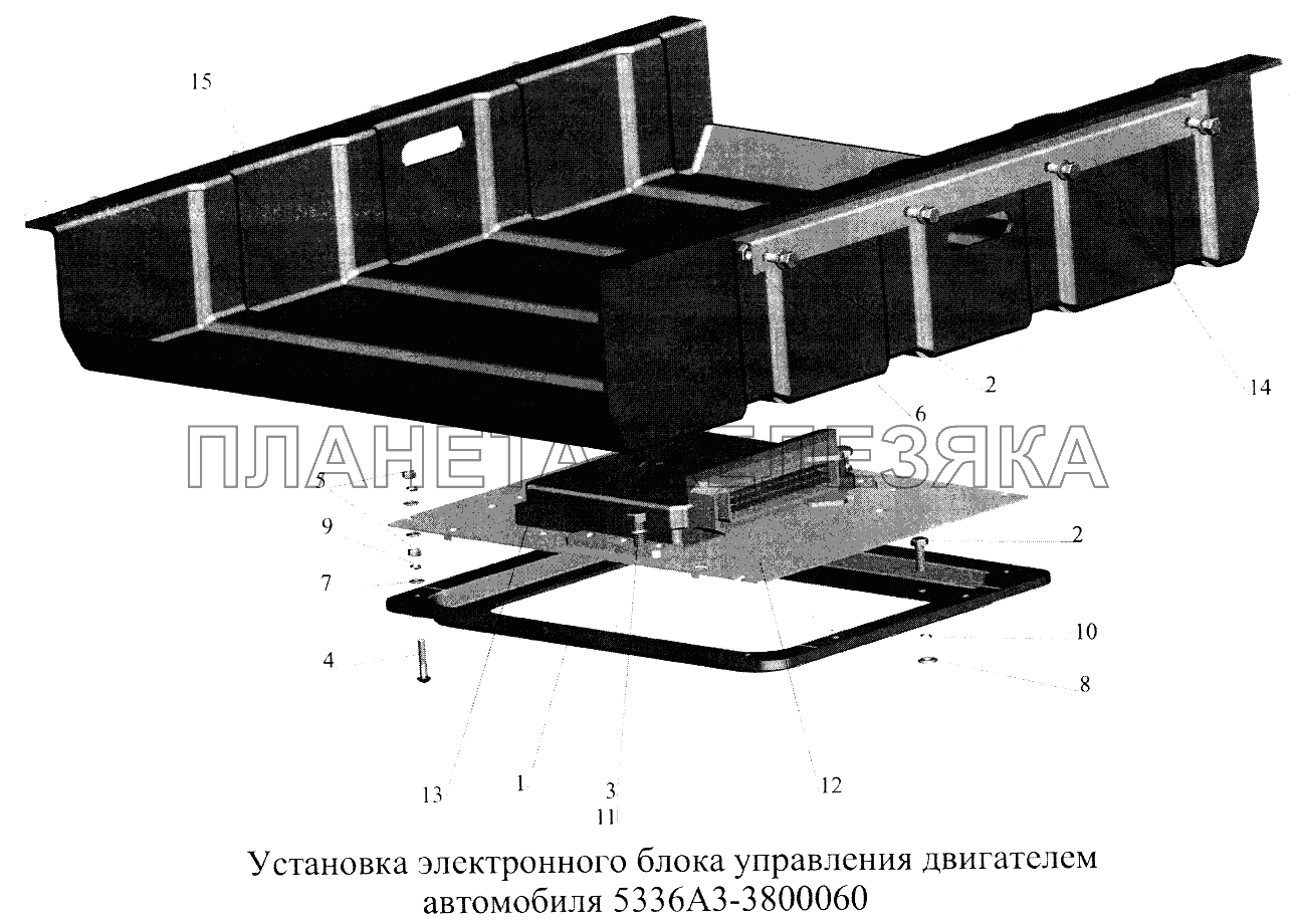 Установка электронного блока управления двигателем автомобиля  5336АЗ-3800060 МАЗ-5516А5